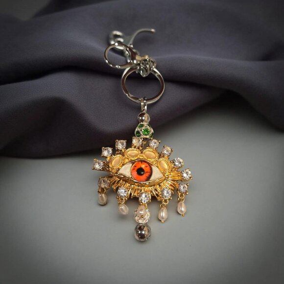 EVIL EYE BAG CHARM/KEYRING/LOBSTERCLAW CLIP - Picture 3 of 3